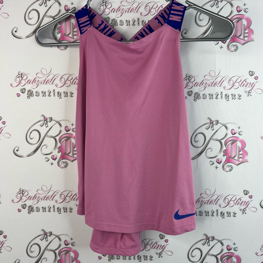 Nike Racer Back Straps Logo Straps Pink Tank Top With Blue Purple Details
